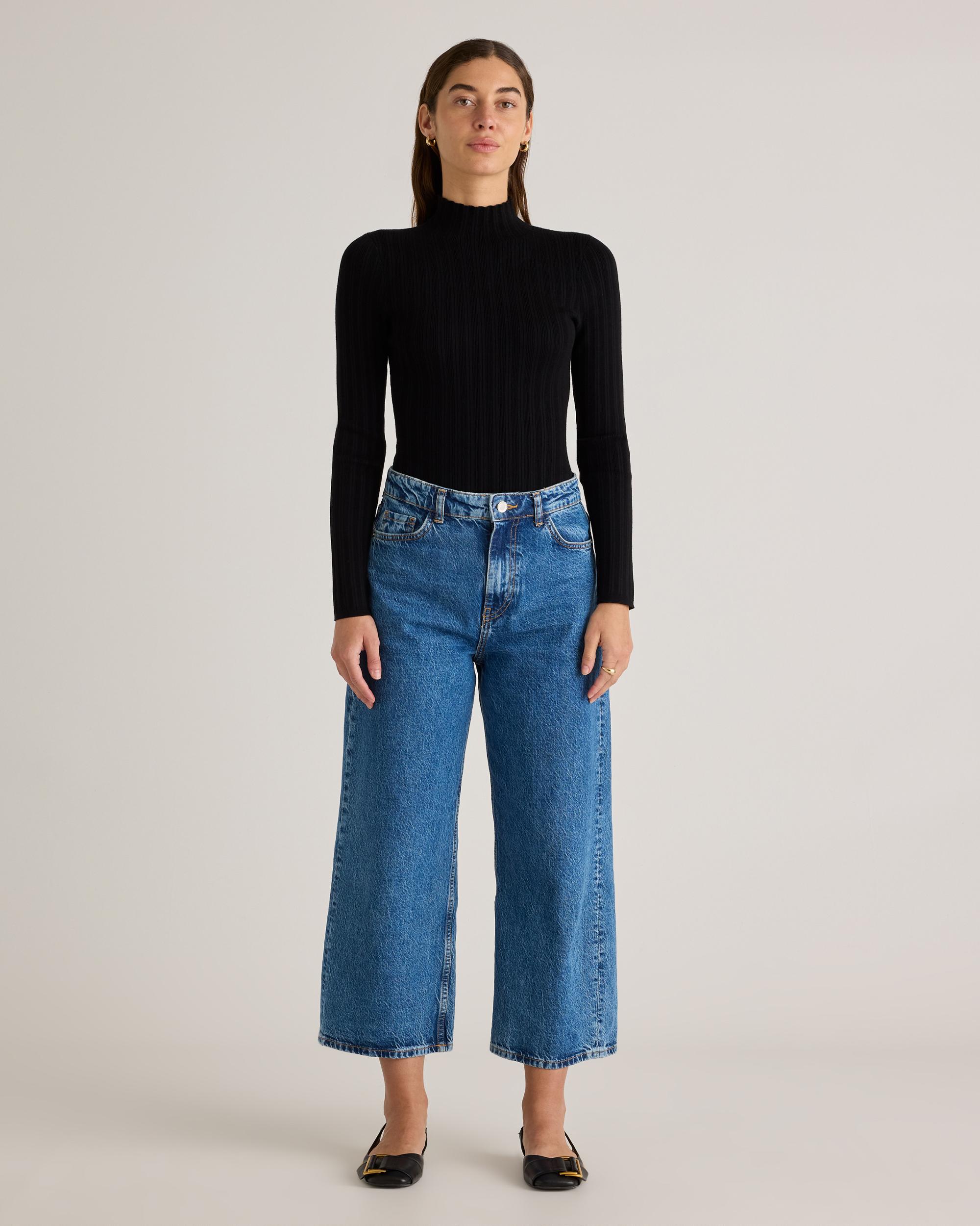 Quince | Women's Cotton Cashmere Ribbed Turtleneck Bodysuit Organic Cotton Product Image