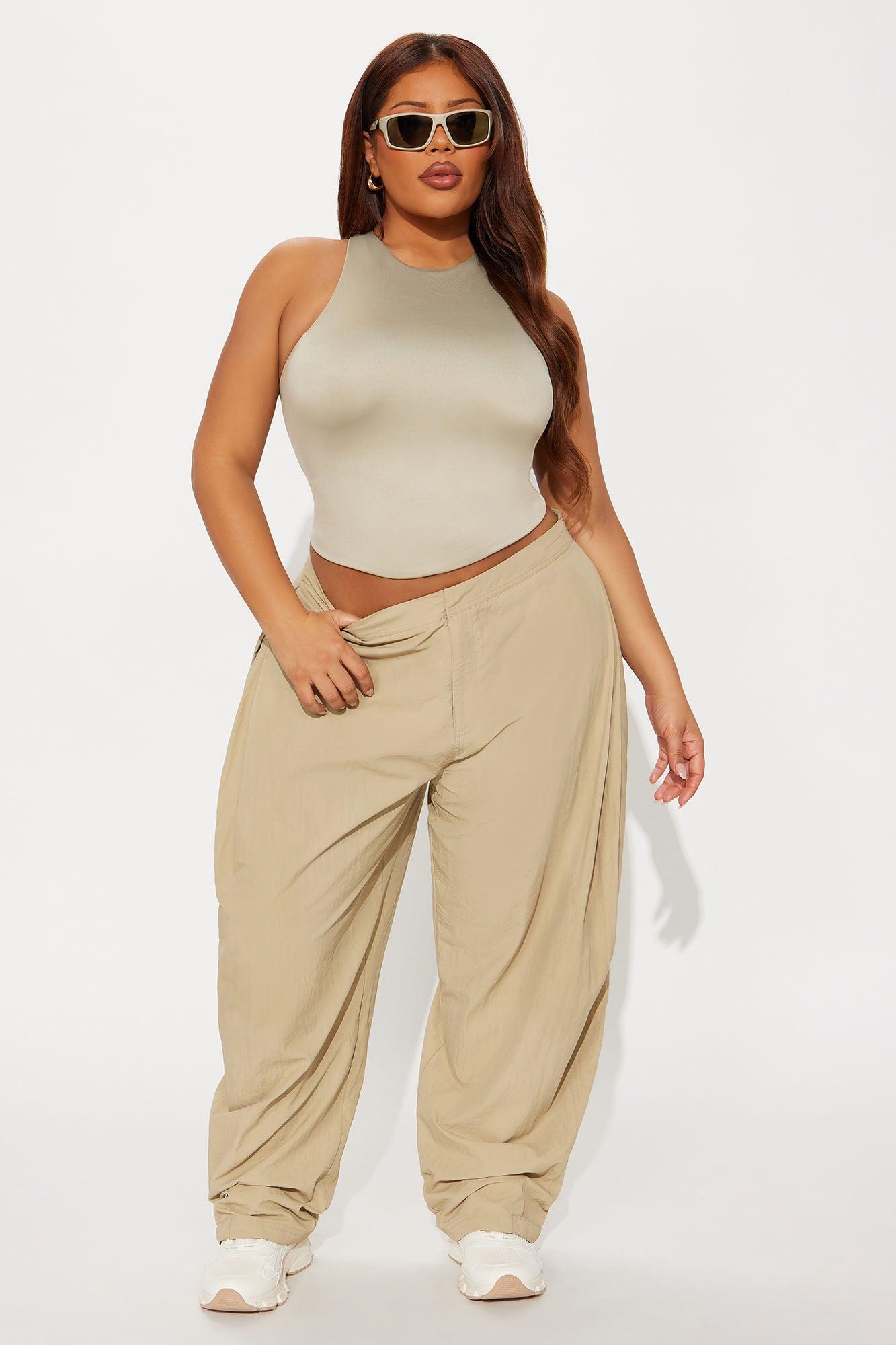 Contour Double Lined High Neck Tank Top - Stone Female Product Image