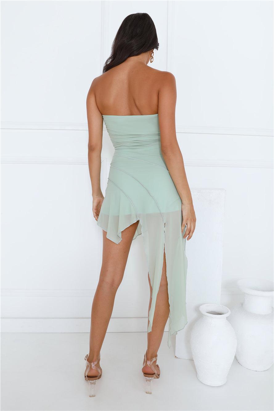 Hour Of Style Mesh Strapless Mini Dress Lime Product Image