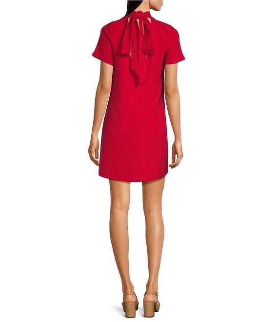 Alex Marie Sylvia Crepe Short Sleeve Mock Neck Dress Product Image