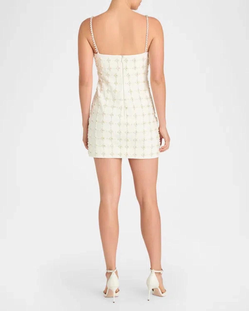 CINQ À SEPT Pearl Crystal Iris Satine Mini Dress In Neutral Product Image
