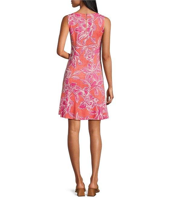 Tommy Bahama Darcy Paradiso Petals Stretch Jersey Round Neck Sleeveless UPF 30 Sun Protection Sheath Dress Product Image
