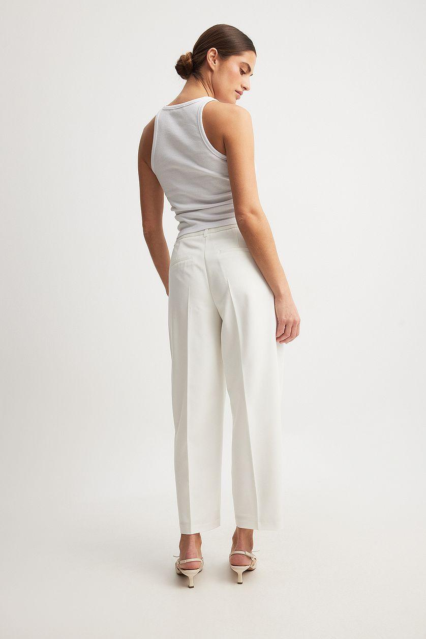 Cropped Mid Waist Suit Pants Product Image