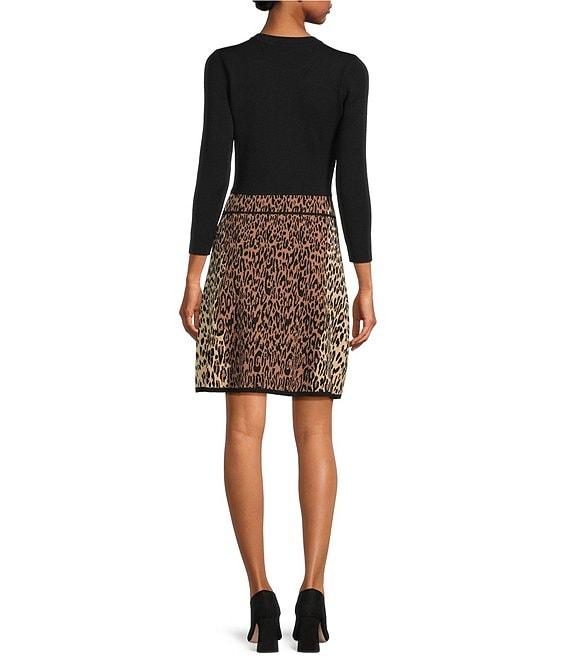 Eliza J Long Sleeve A-Line Animal Print Mini Dress Product Image