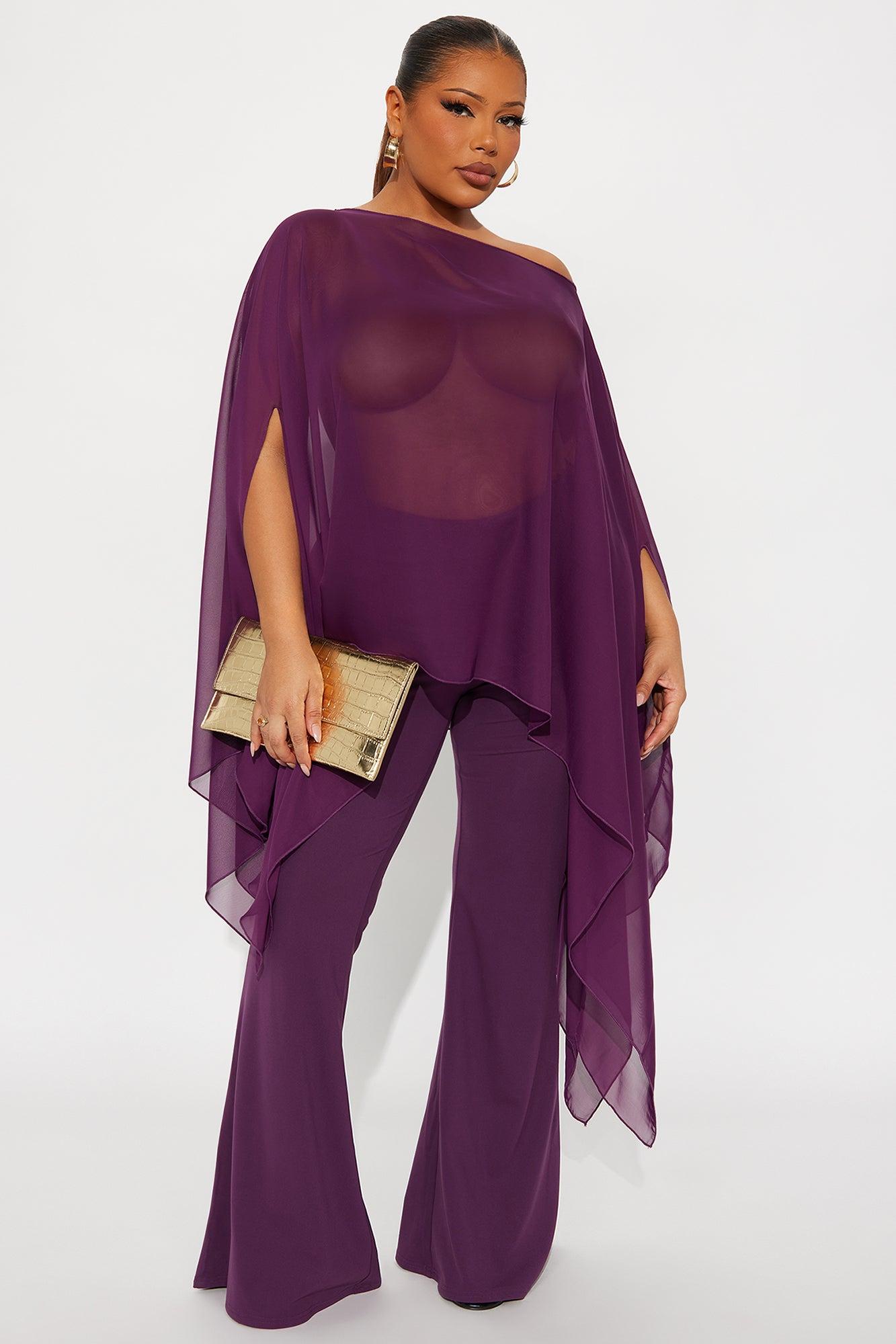 Get In Line Long Chiffon Kimono Top - Plum Female Product Image