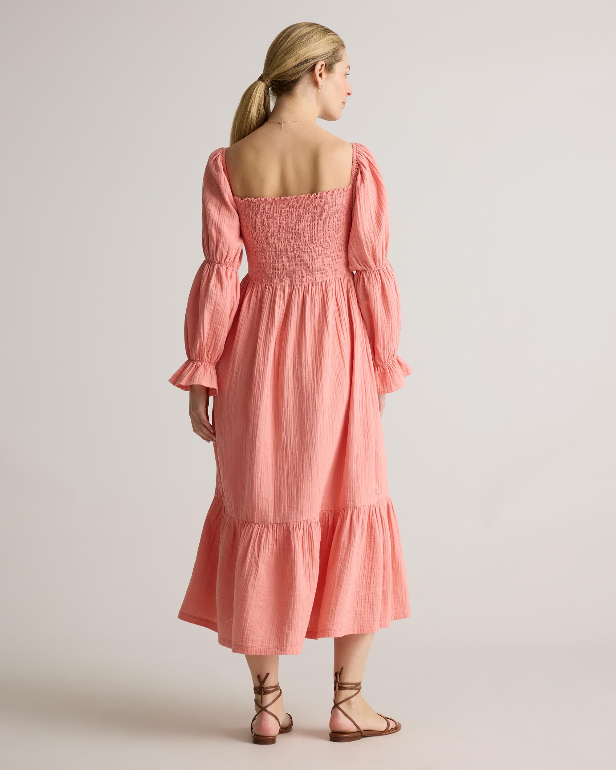 Quince | Women's Gauze Maternity Smocked Midi Dress Organic Cotton Product Image