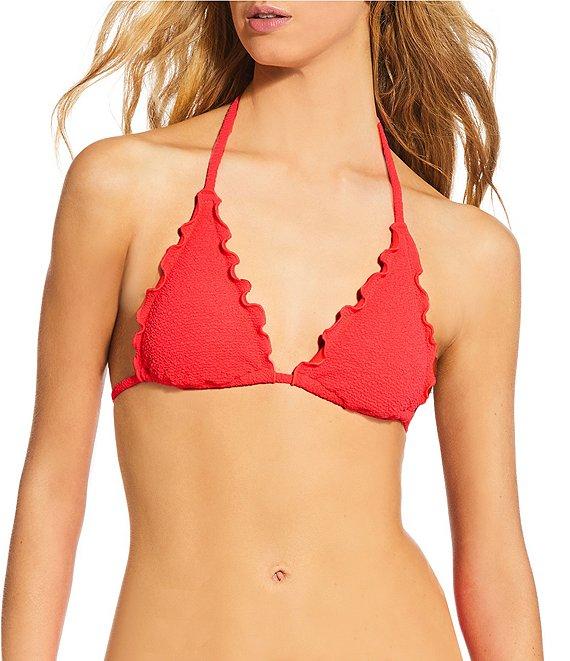 GB Solid Scrunchie Textured Lettuce Edge Tie Side Hipster Swim Bottom Product Image