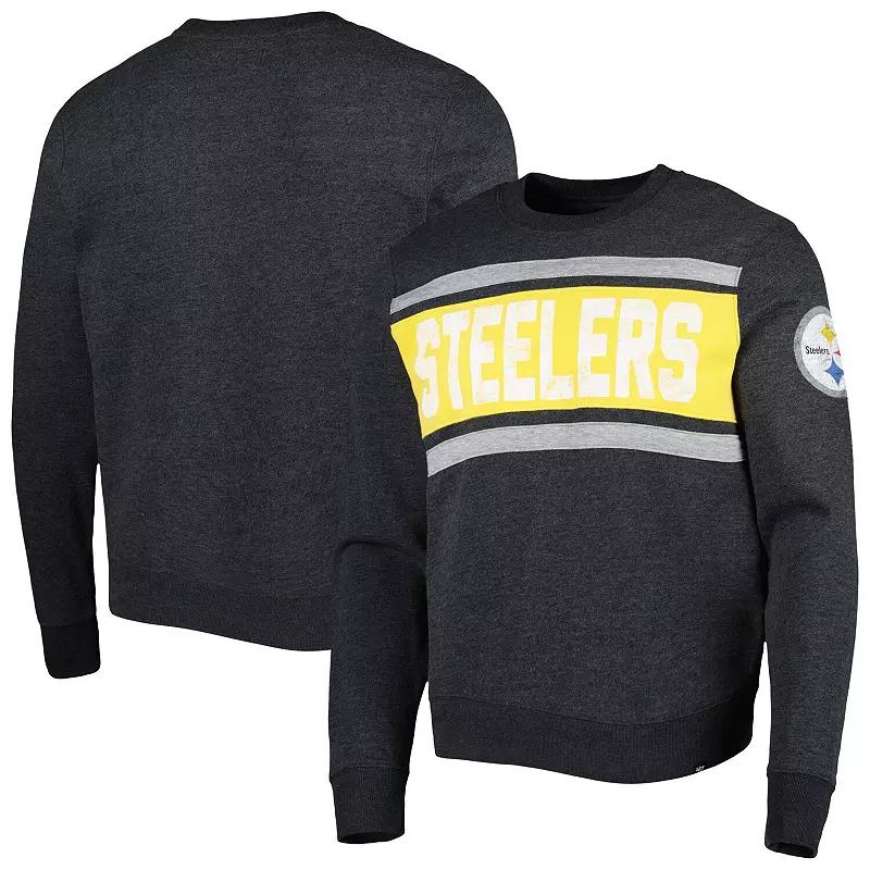 Men's '47 Heathered Black Pittsburgh Steelers Bypass Tribeca Pullover Sweatshirt,  Product Image