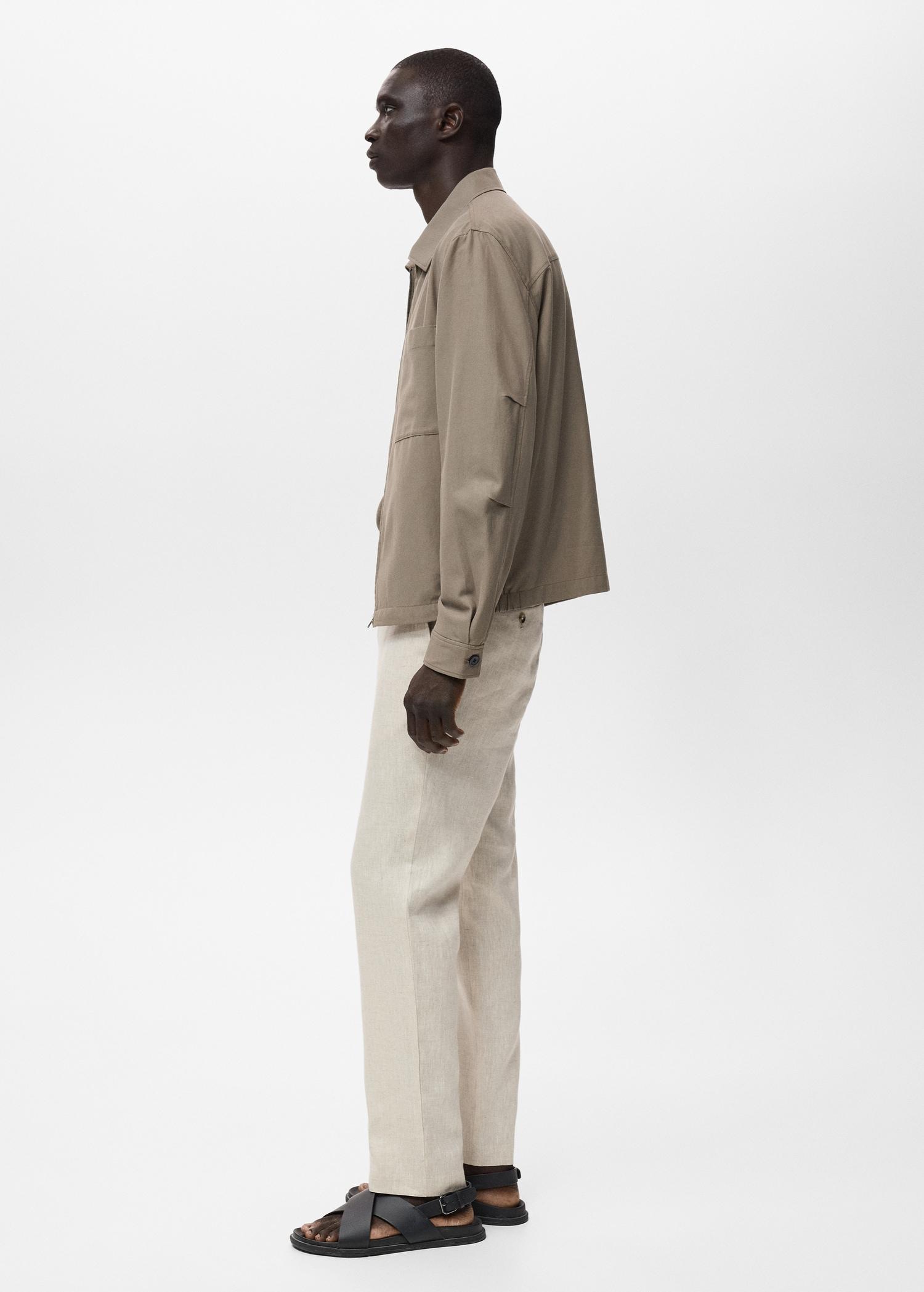Slim-fit 100% linen pants - Men | MANGO USA Product Image