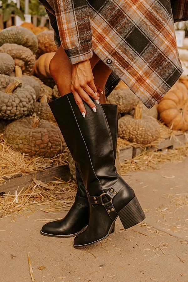 The Elliana Faux Leather Knee High Boot In Black Product Image