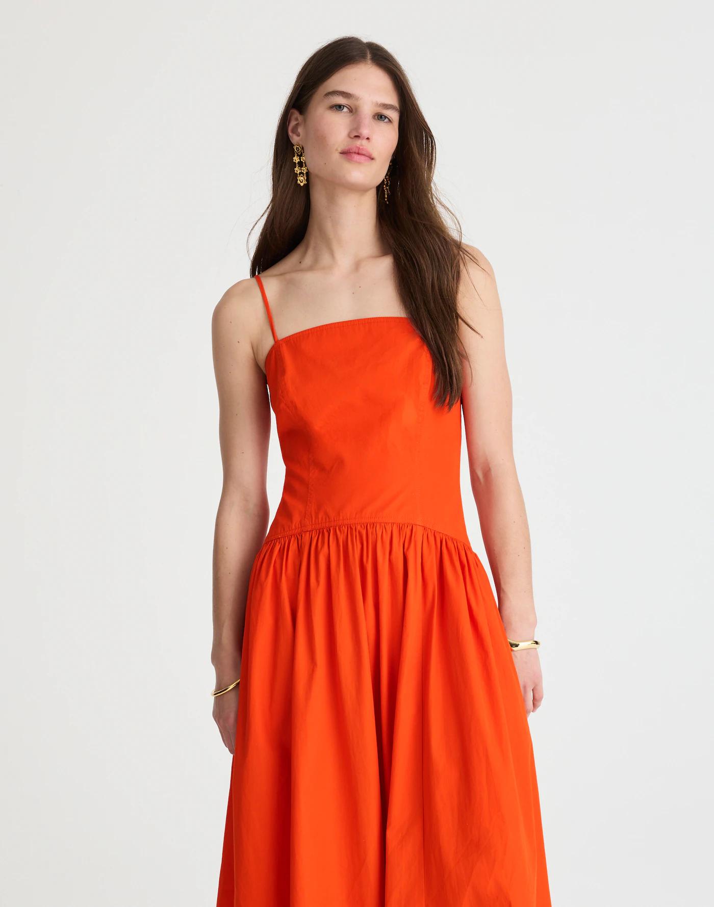 Petite Poplin Seamed Midi Dress Product Image