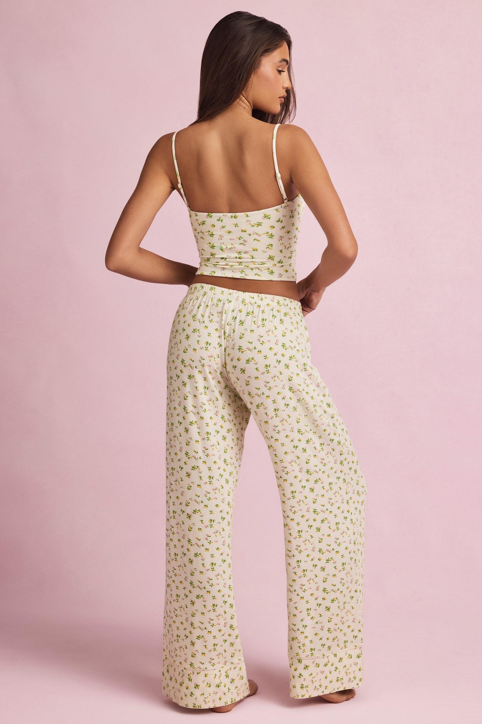 Modal Mid-Rise Pyjama Trousers in Lemon Print Product Image
