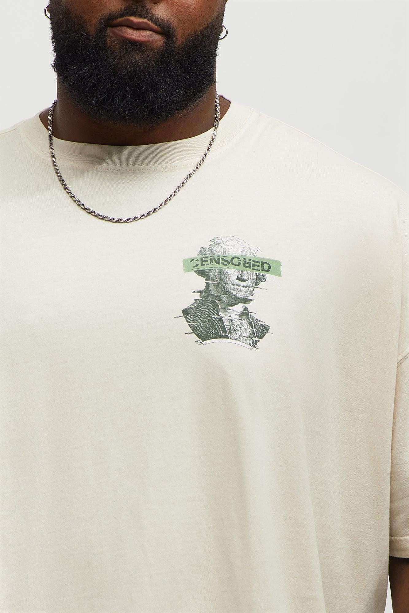 Censored Washingtons Oversized Short Sleeve Tee - Cream Male Product Image