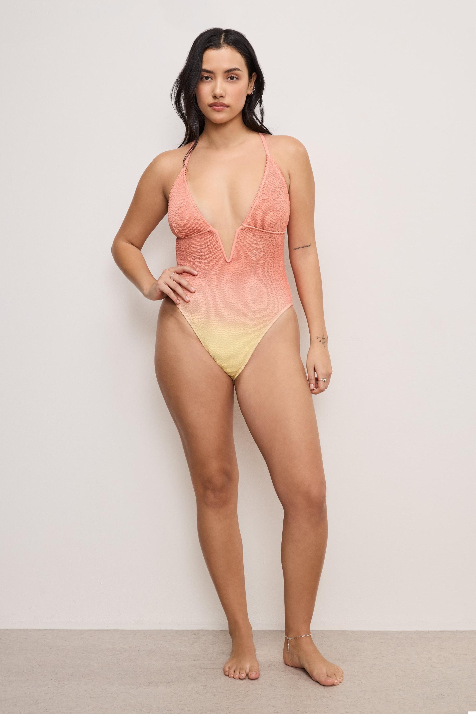 ALWAYS FITS DEEP V UNDERWIRE SWIMSUIT | PEACH RING001 Product Image