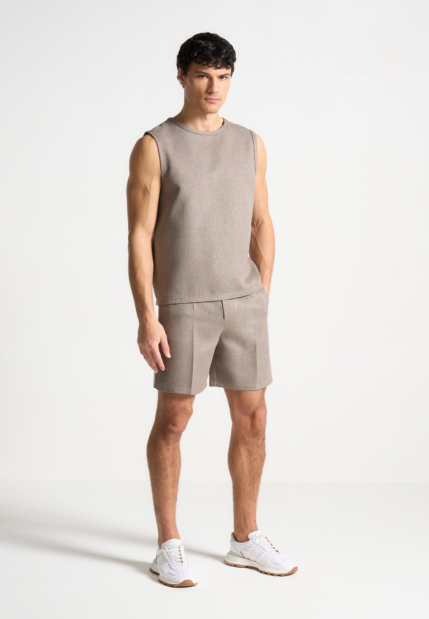 Textured Tailored Shorts - Taupe Male Product Image
