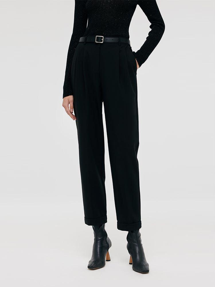 Machine Washable Wool Women Tapered Pants Product Image