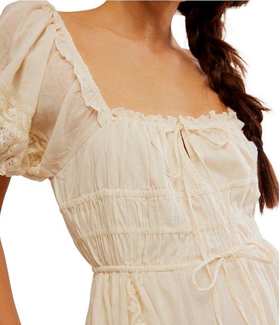 Free People Falling Sun Square Neck Short Puff Sleeve Tiered Midi Dress Product Image