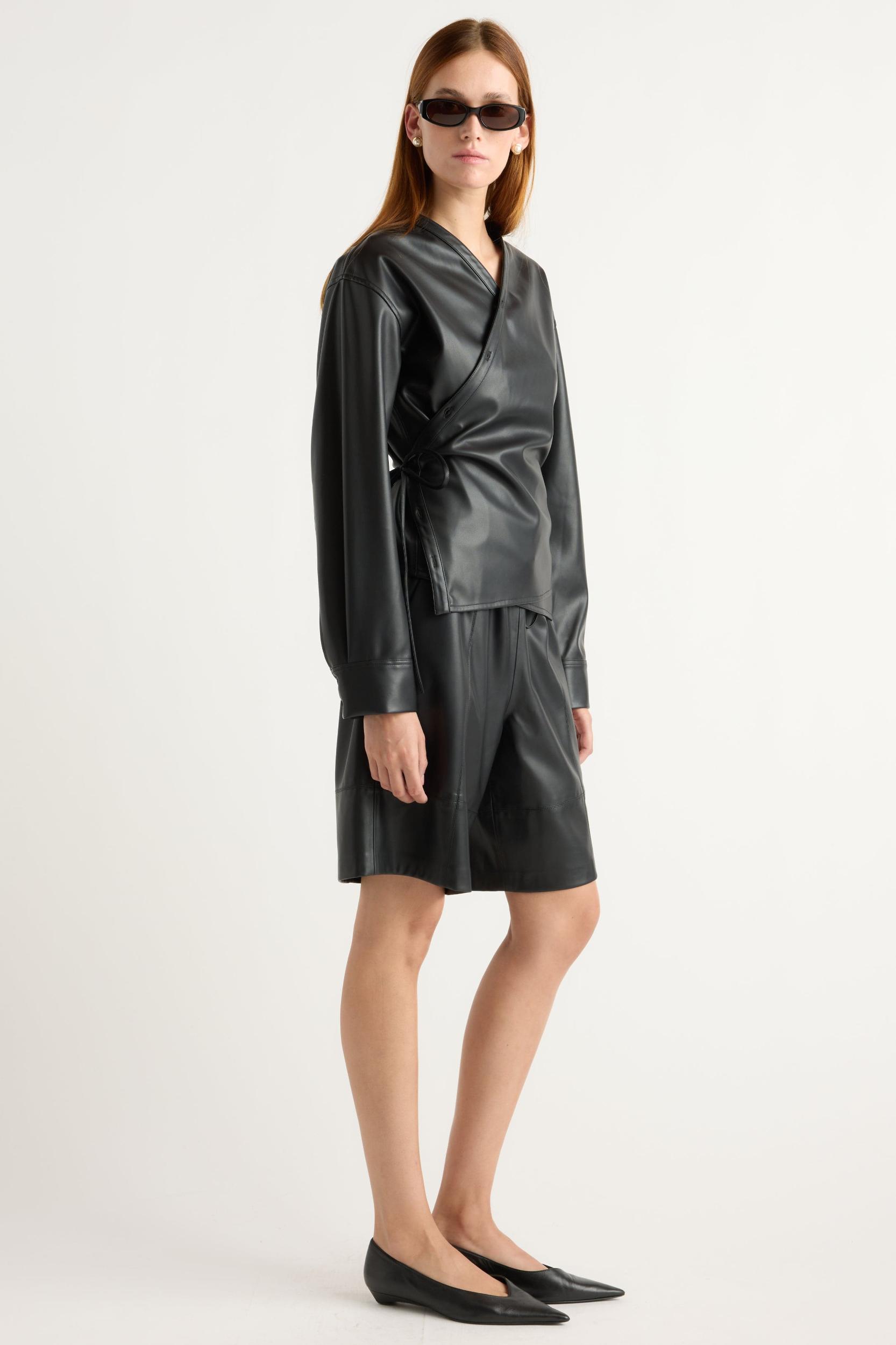 Sarit Vegan Leather Wrap Top Product Image