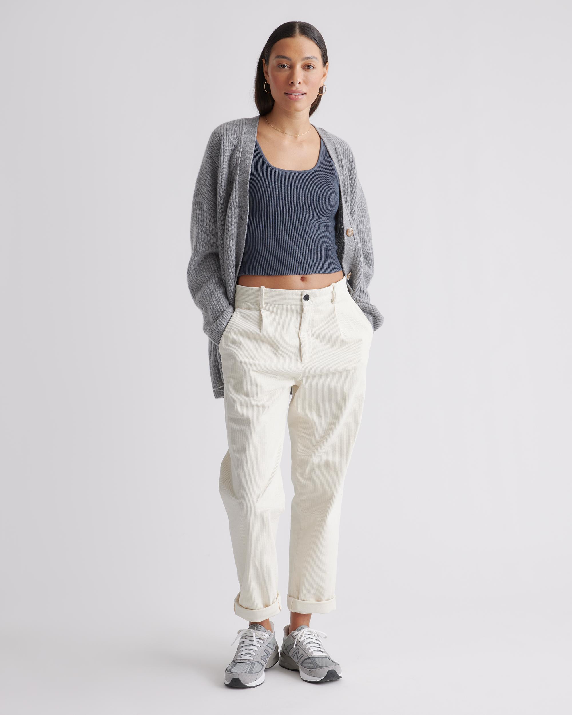 Quince | Women's Cropped Square Neck Ribbed Knit Tank Top Size XL, Recycled nylon/polyester/spandex Product Image