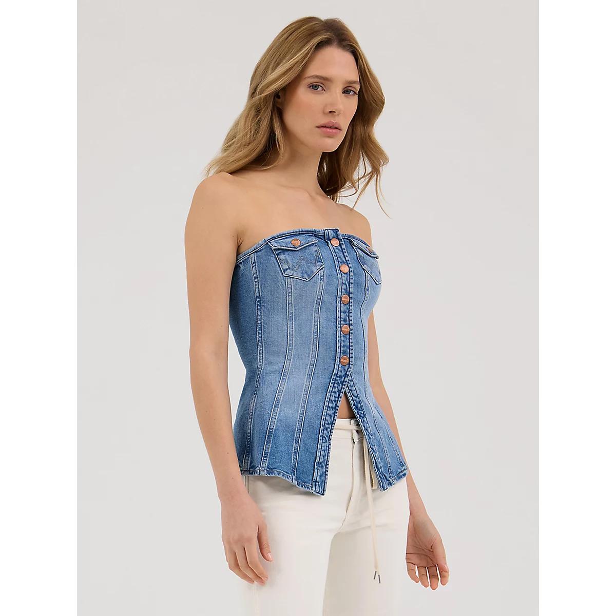 Women's Denim Bustier in Wrangler Rugged Product Image