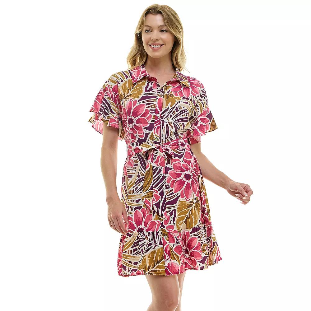 Women's Luxology Button Front Tie-Waist Dress,  Product Image