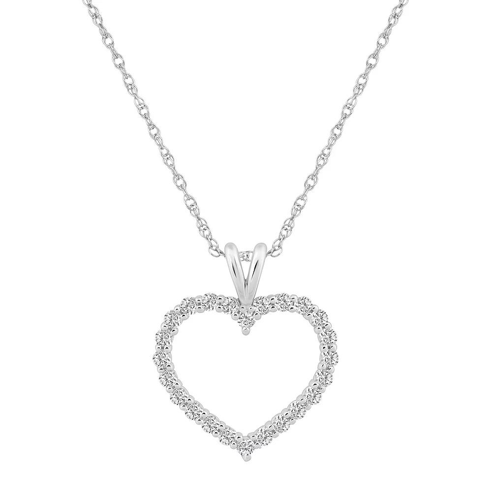 Alyson Layne 14k Gold 1/2 Carat T.W. Diamond Heart Pendant Necklace, Women's, Size: 18", 14k White Gold Product Image