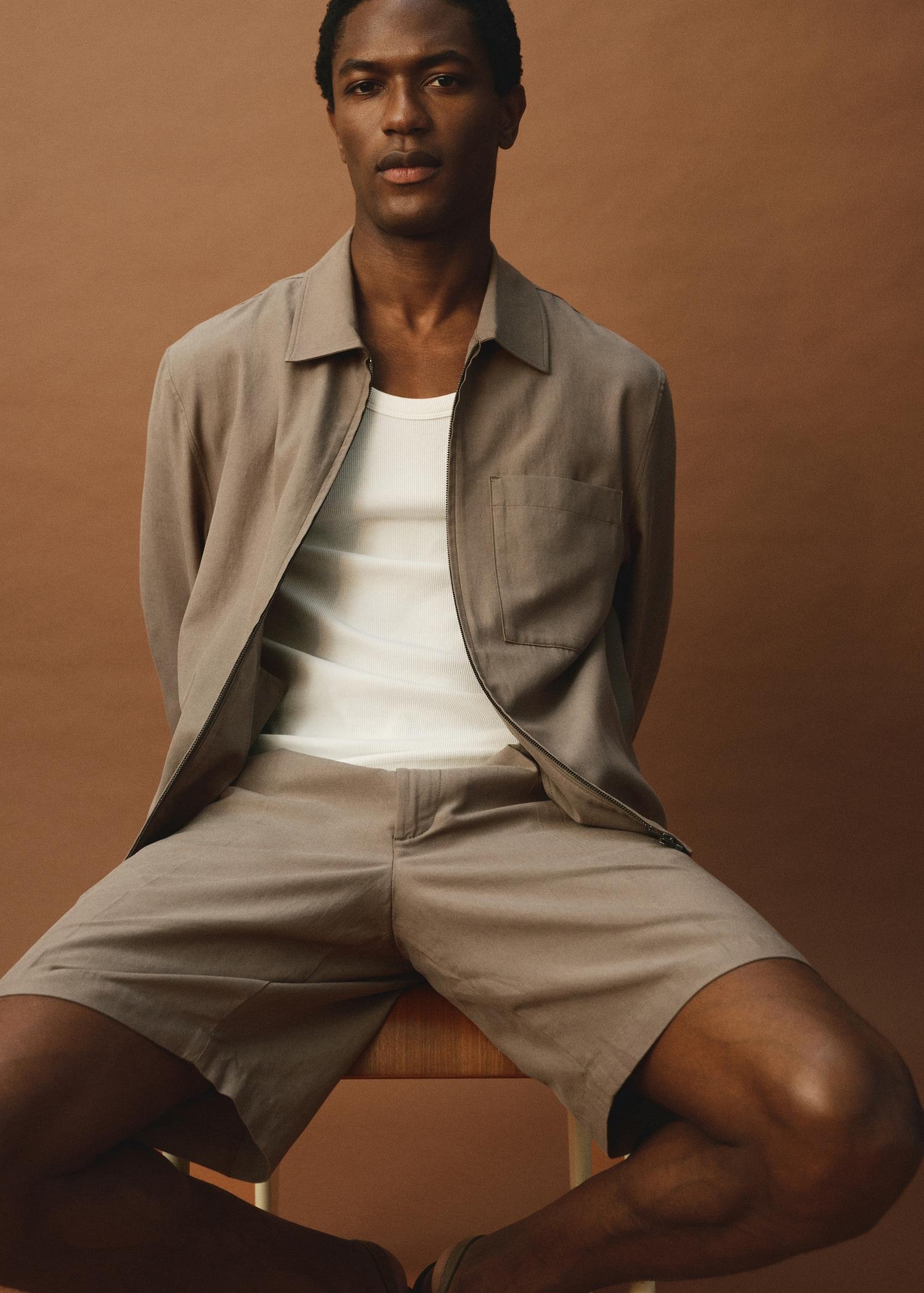 100% linen bermuda shorts - Men | MANGO USA Product Image