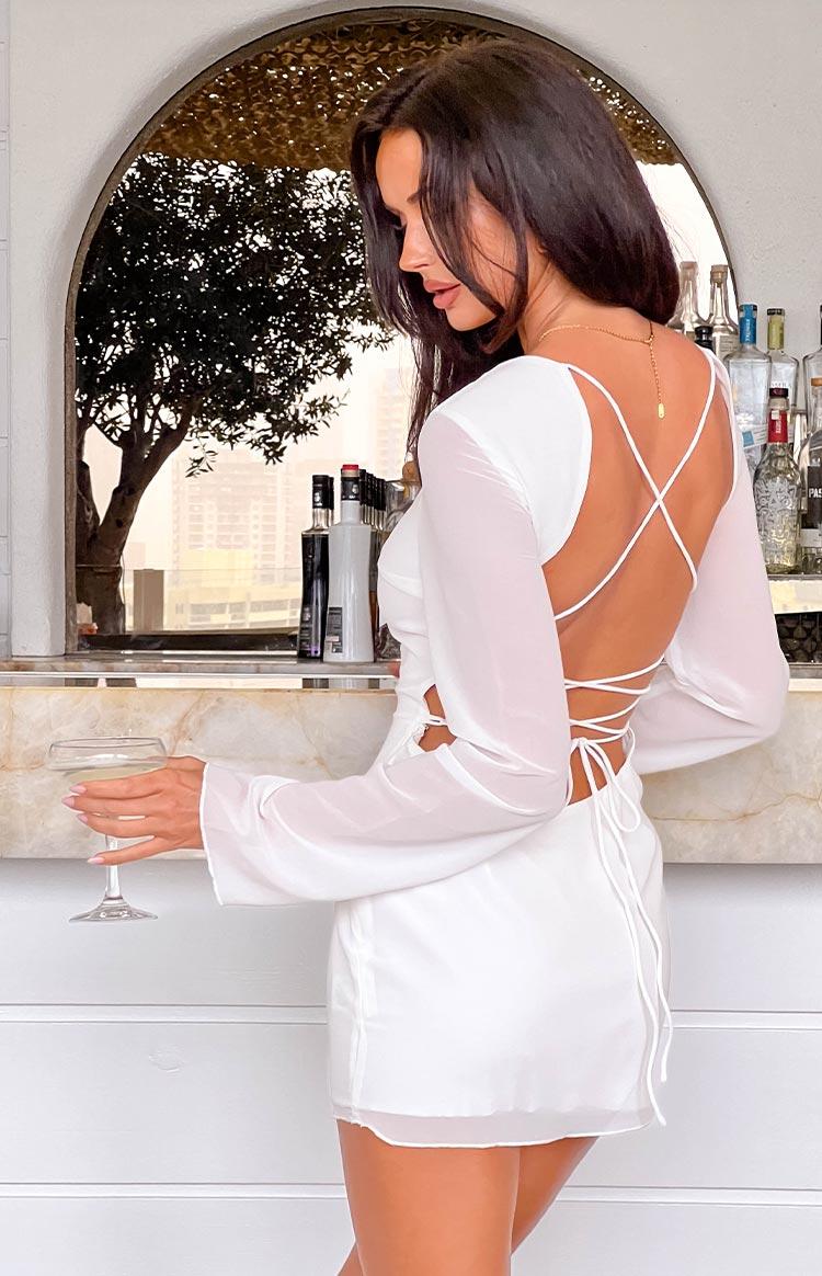 Tala White Long Sleeve Mini Dress Product Image