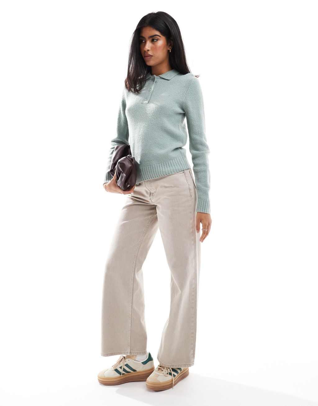 Threadbare button up collar sweater in blue Product Image