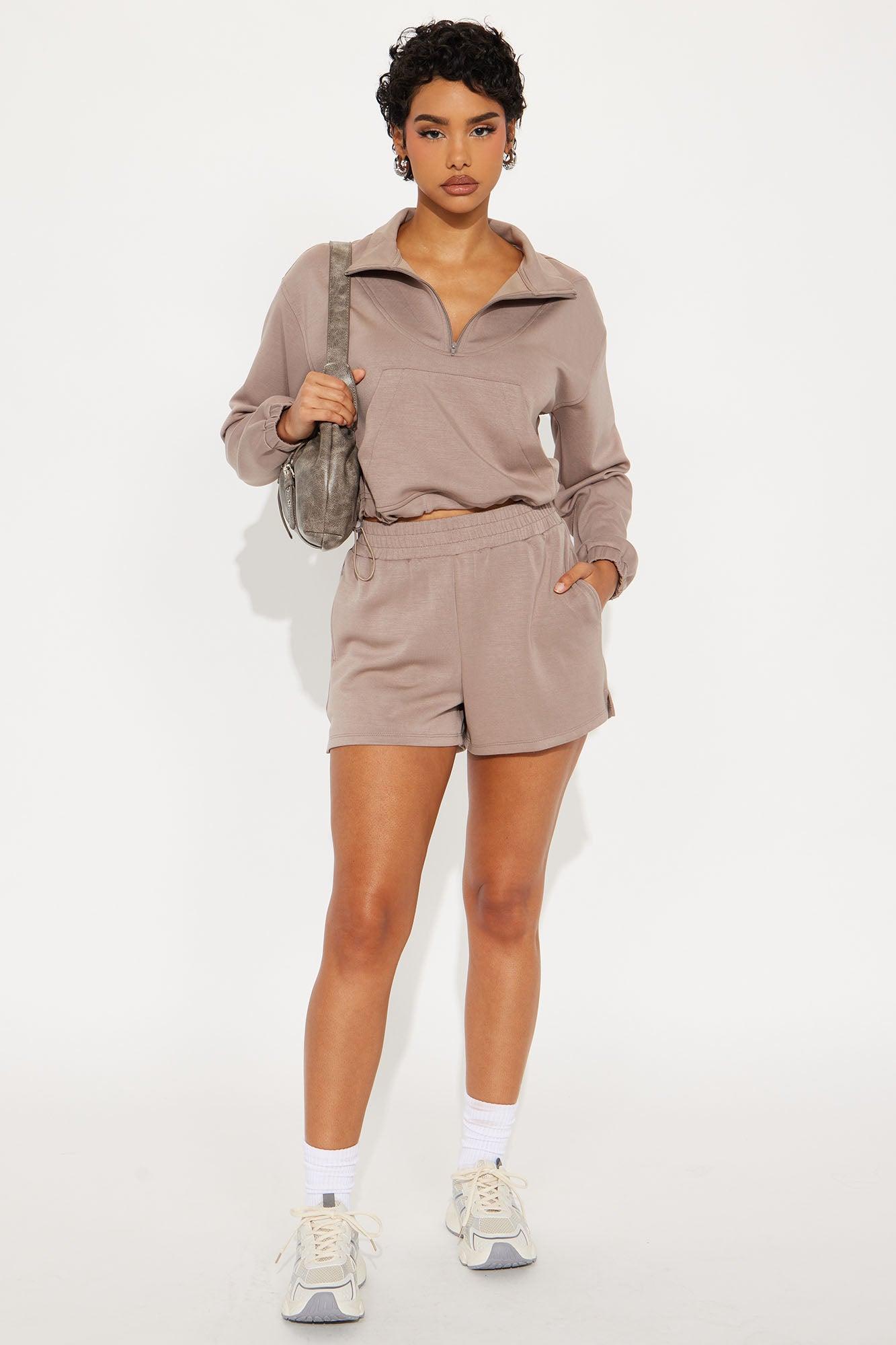 Half Time Scuba Short Set - Taupe Female Product Image