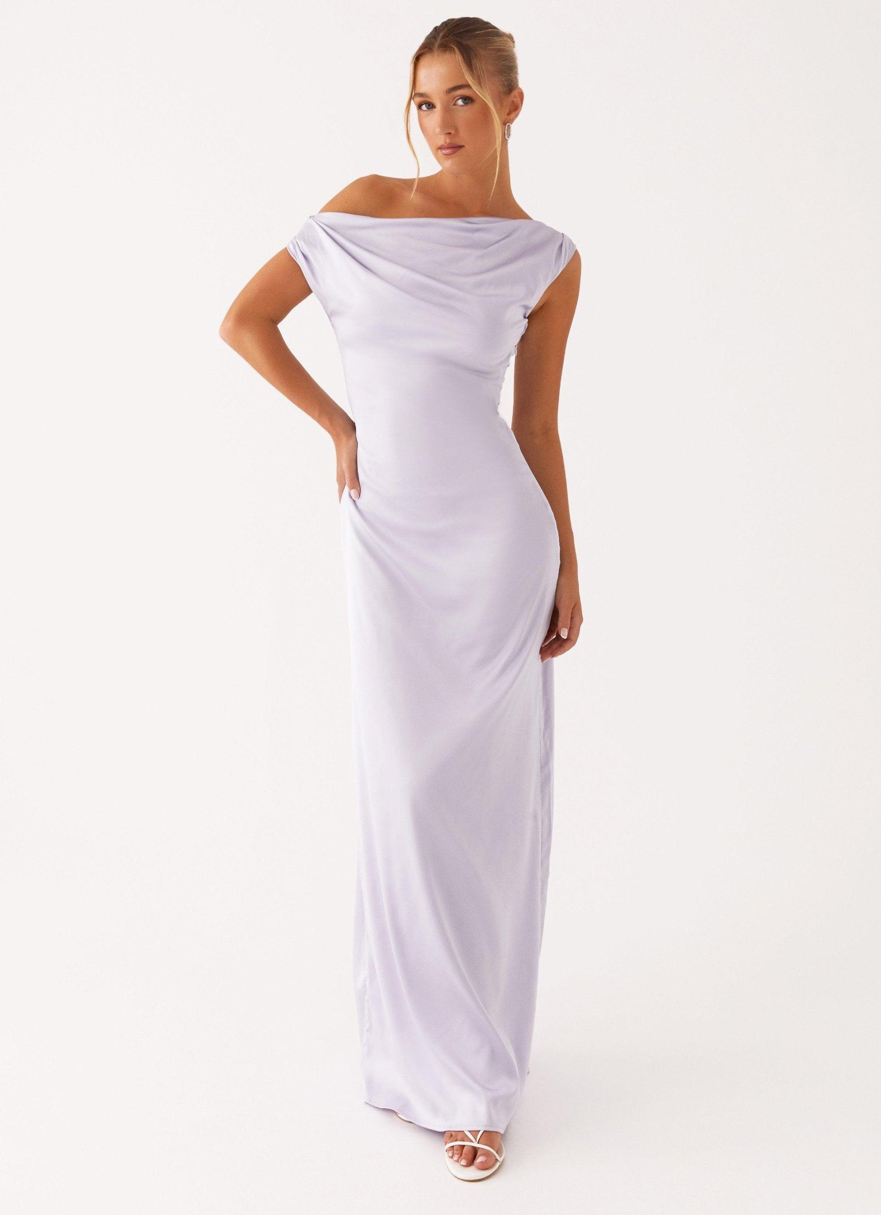Heart Of Glass Satin Maxi Dress - Lilac Product Image