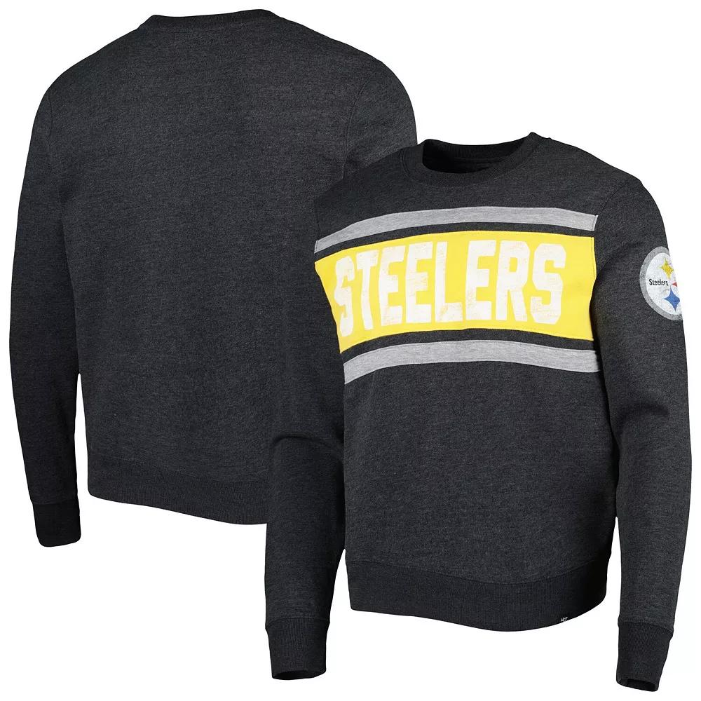 Men's '47 Heathered Black Pittsburgh Steelers Bypass Tribeca Pullover Sweatshirt,  Product Image