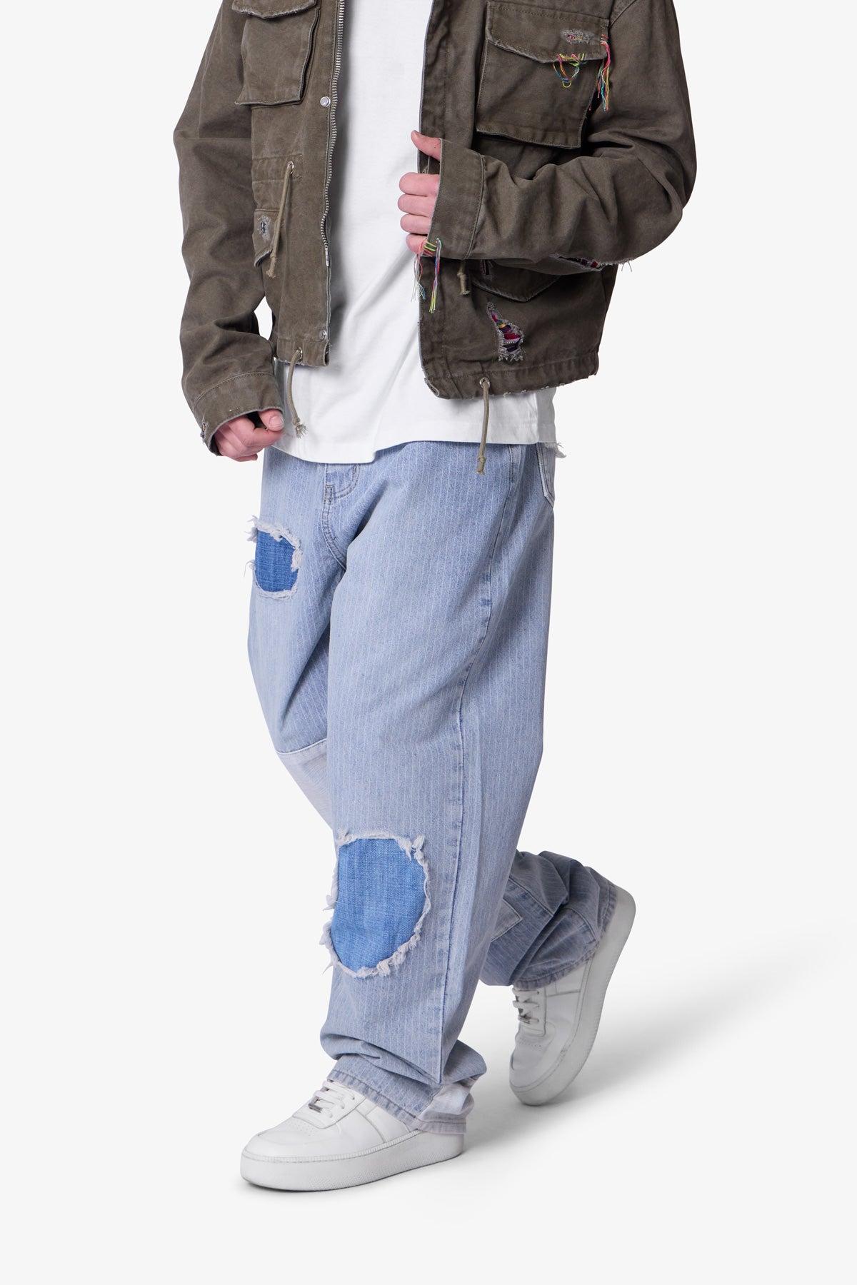 Ultra Baggy Patched Up Denim - Light Blue Product Image