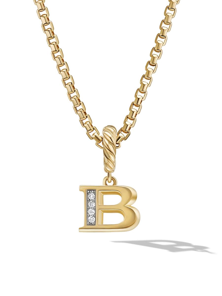 Womens Pav Initial Pendant in 18K Yellow Gold Product Image