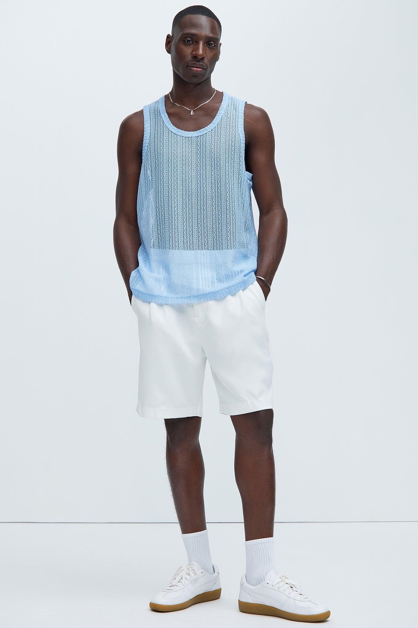 Brannen Textured Relaxed Tank - Light Blue Product Image