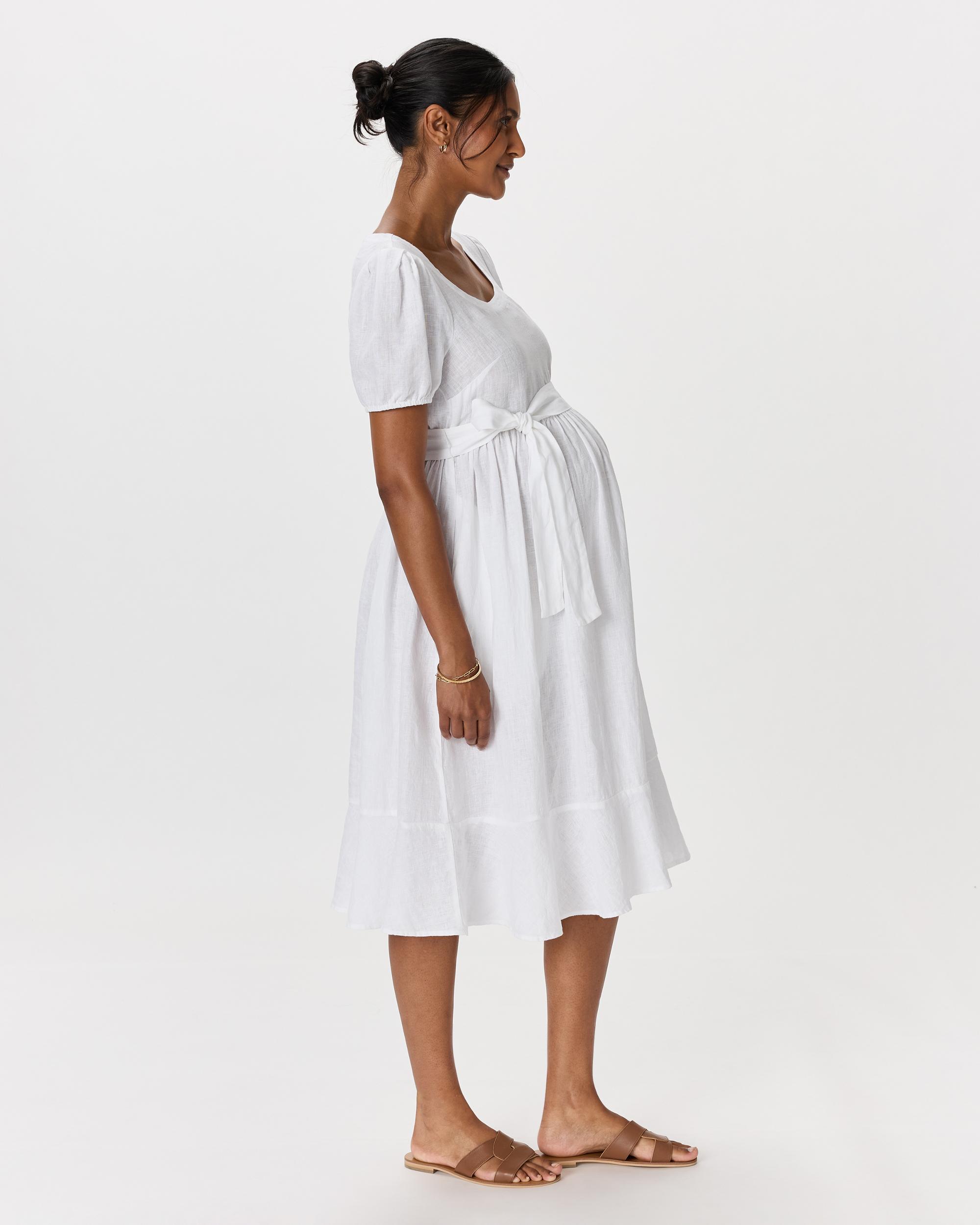 Quince | Women's 100% European Linen Maternity Short Sleeve Midi Dress Size XL, Tencel Product Image