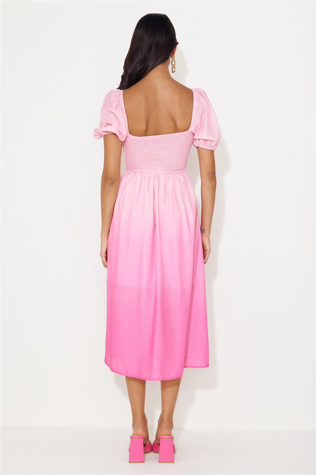 Swish This Way Midi Dress Pink Product Image