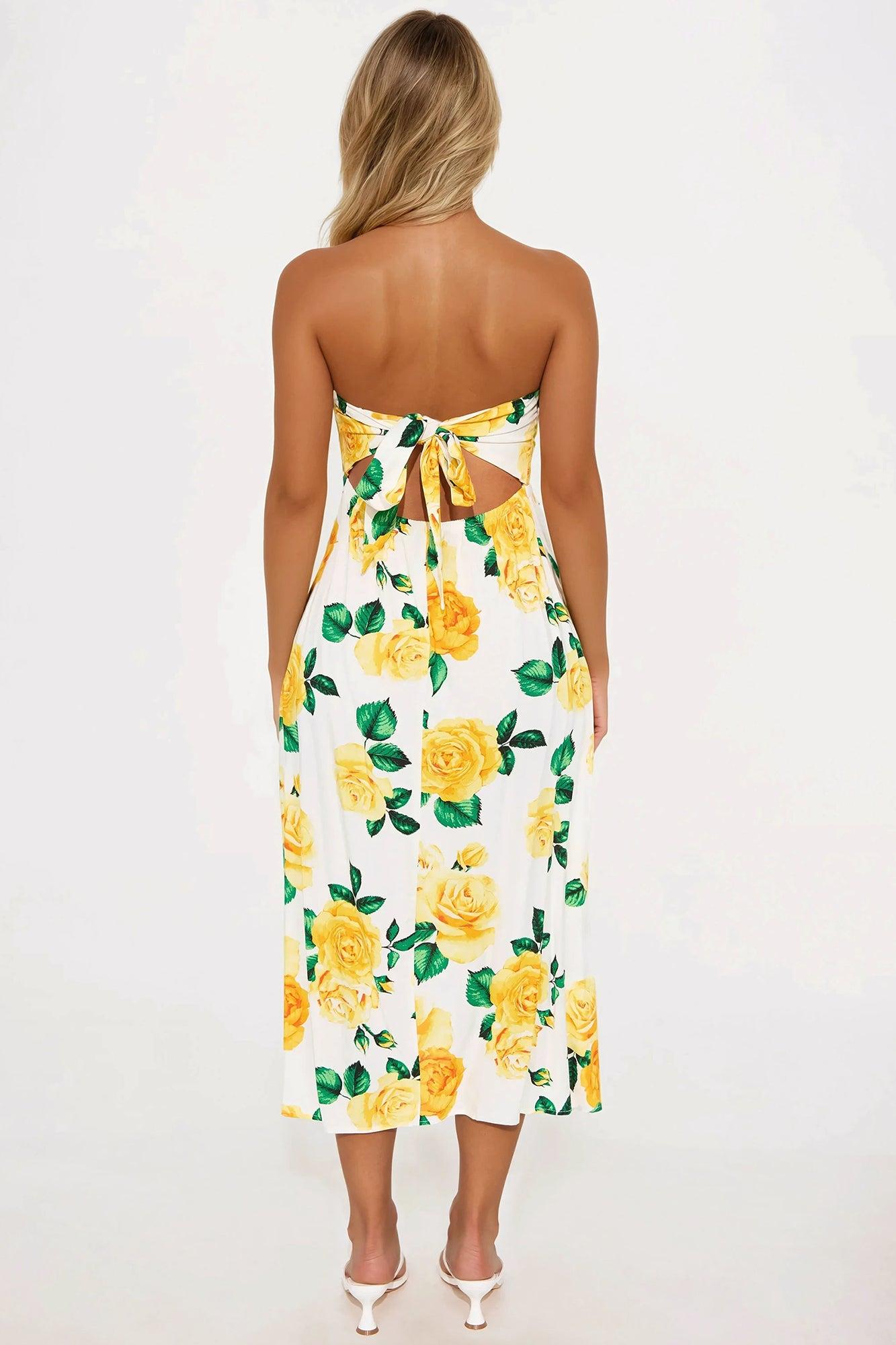 Lovely Day Floral Midi Dress - Cream/combo Product Image