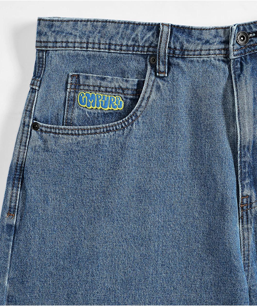 Empyre Blake Ultra Wide Blue Denim Skate Shorts Product Image