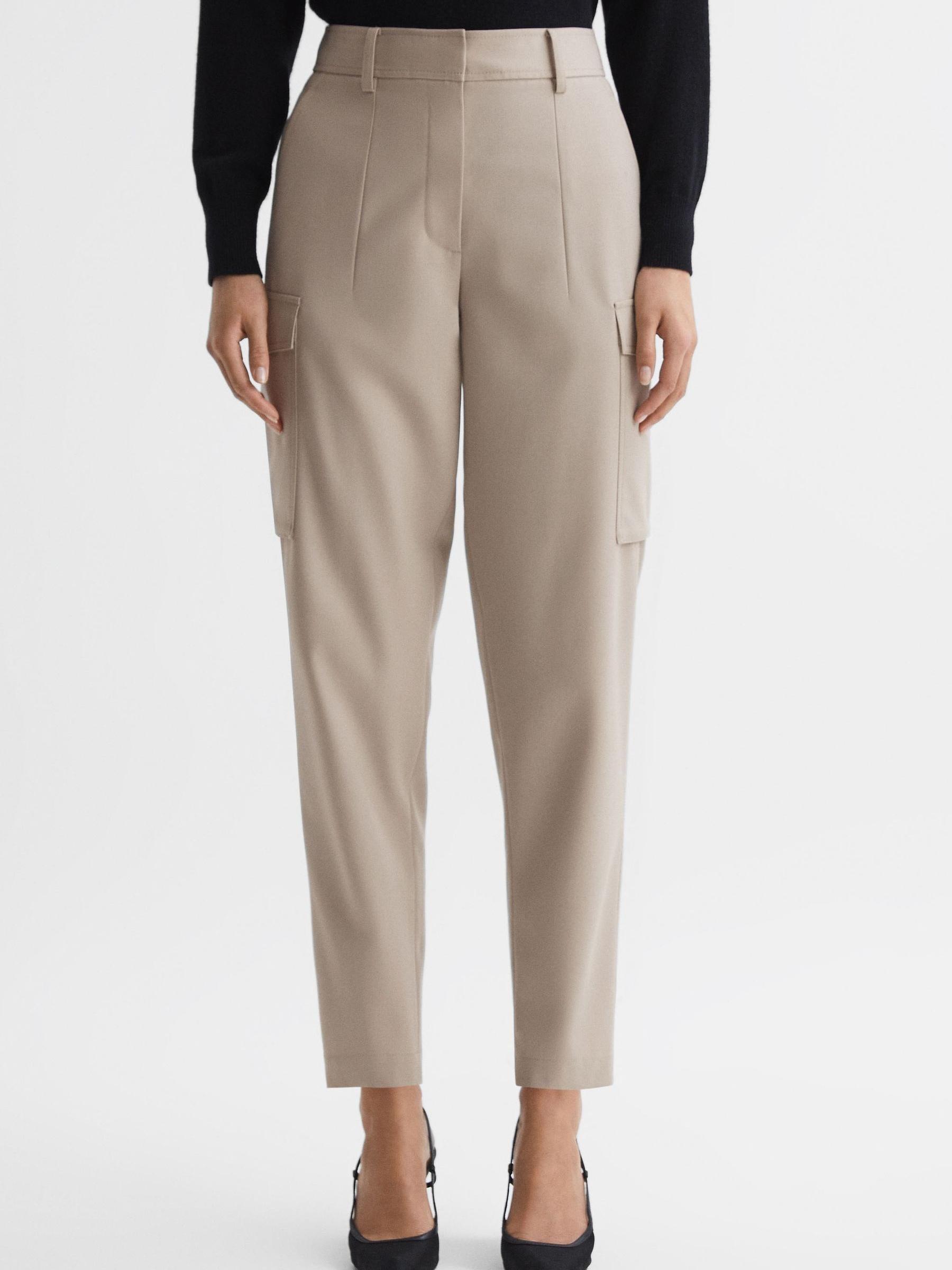 Petite Mid Rise Cargo Trousers in Neutral Product Image