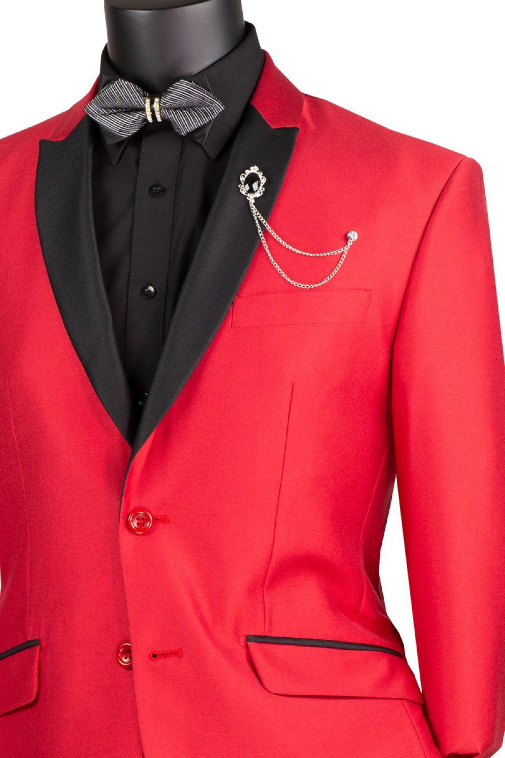 Slim Fit Shiny Sharkskin Men's 2 Piece Suit in Red Male Product Image