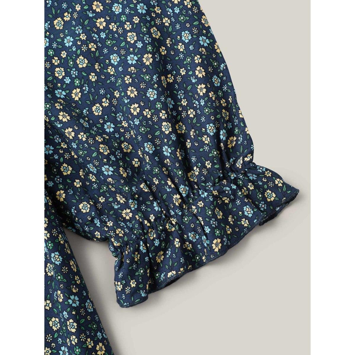 Plus Size Rayon Backless Pockets Midi Dress Indigo Women Resort Tie knot V-neck Elbow-length sleeve Curvy BloomChic 28/5X Product Image