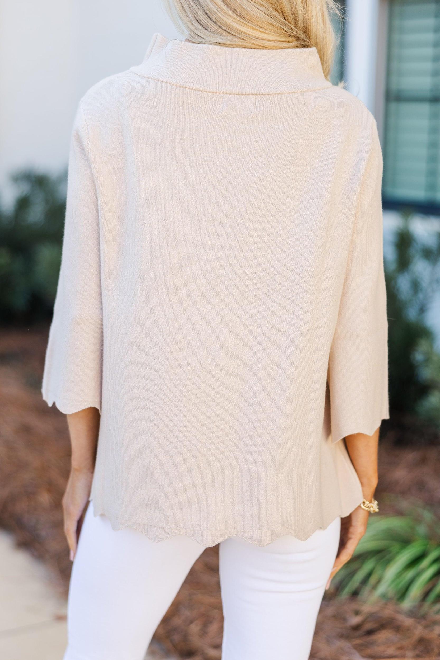 In Your Feelings Cream Mock Neck Sweater Female Product Image