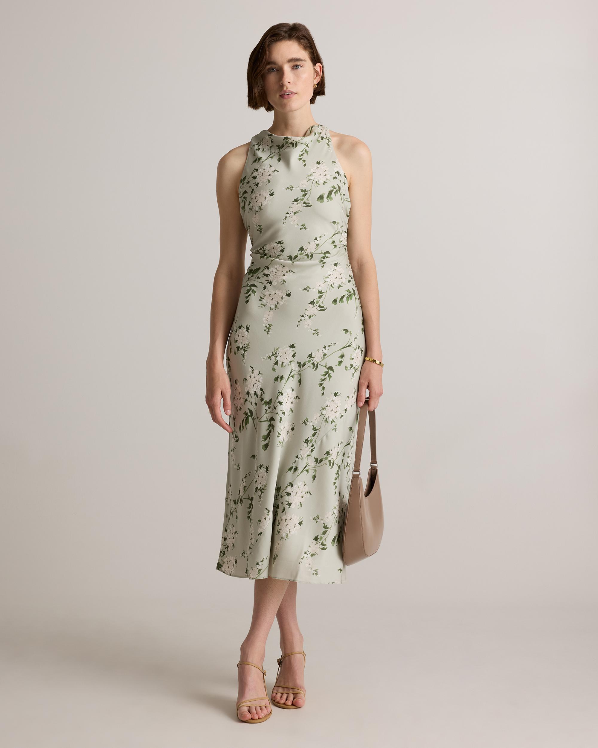 Quince | Women's Washable Stretch Silk High Neck Midi Dress Mulberry Silk Product Image