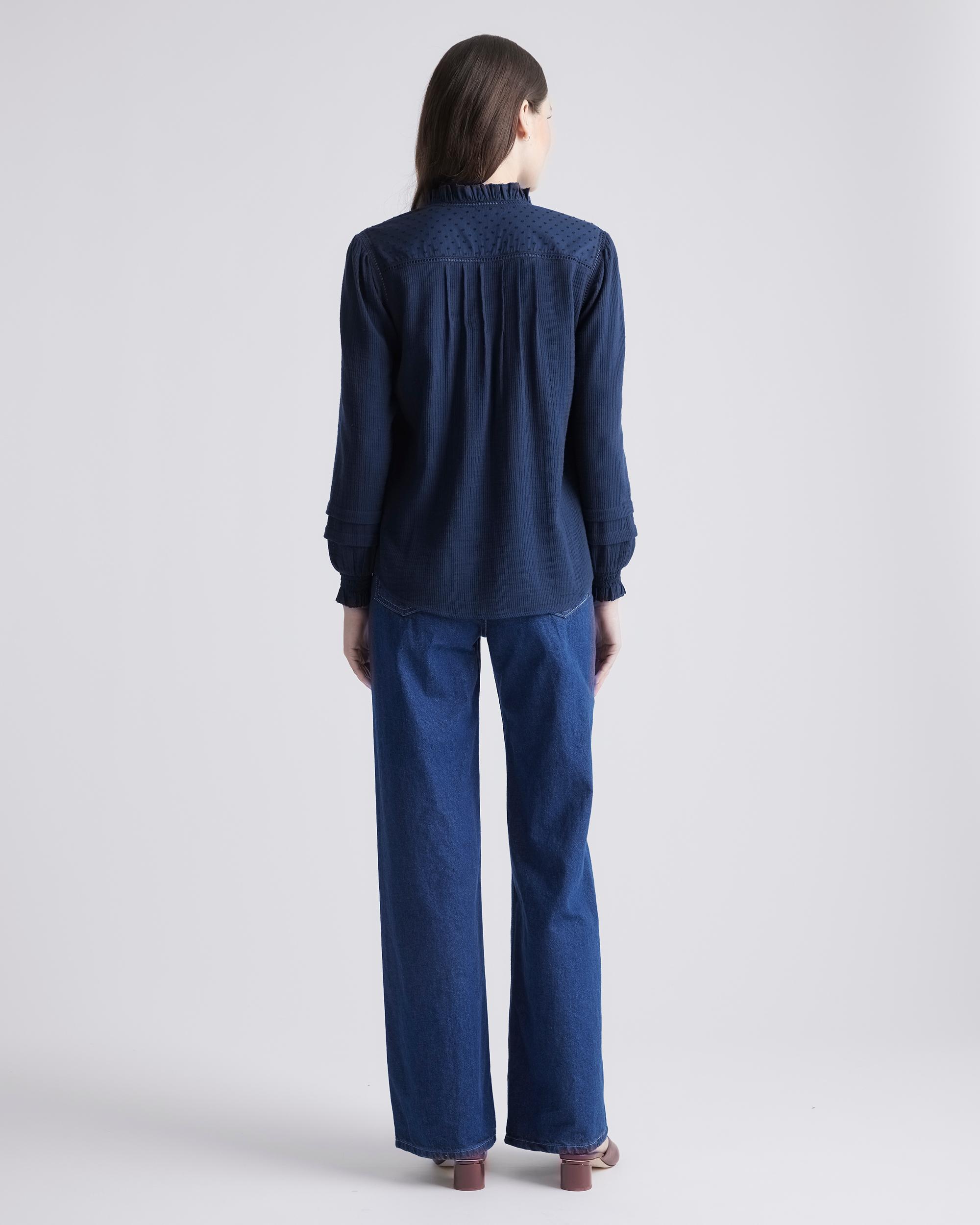 Quince | Women's Organic Textured Cotton Peasant Blouse Organic Cotton Product Image