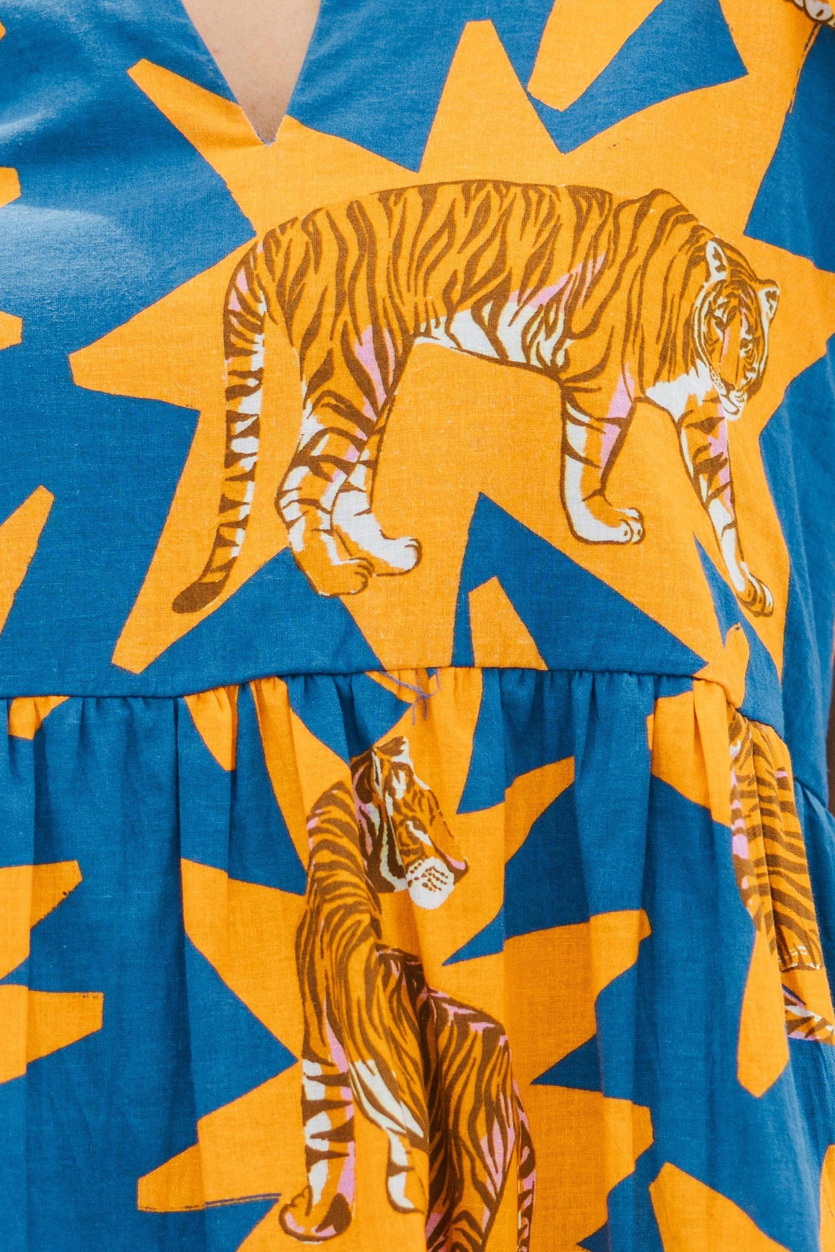 Briton Court: The Standout Orange Tiger Dress Female Product Image