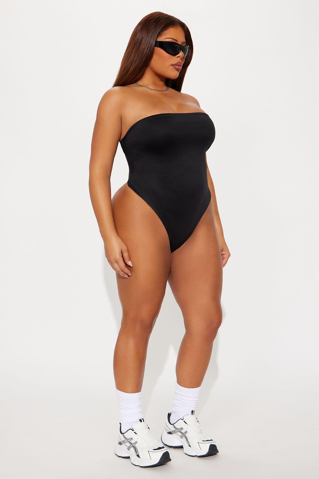 Contour Double Lined Strapless Bodysuit - Black Product Image