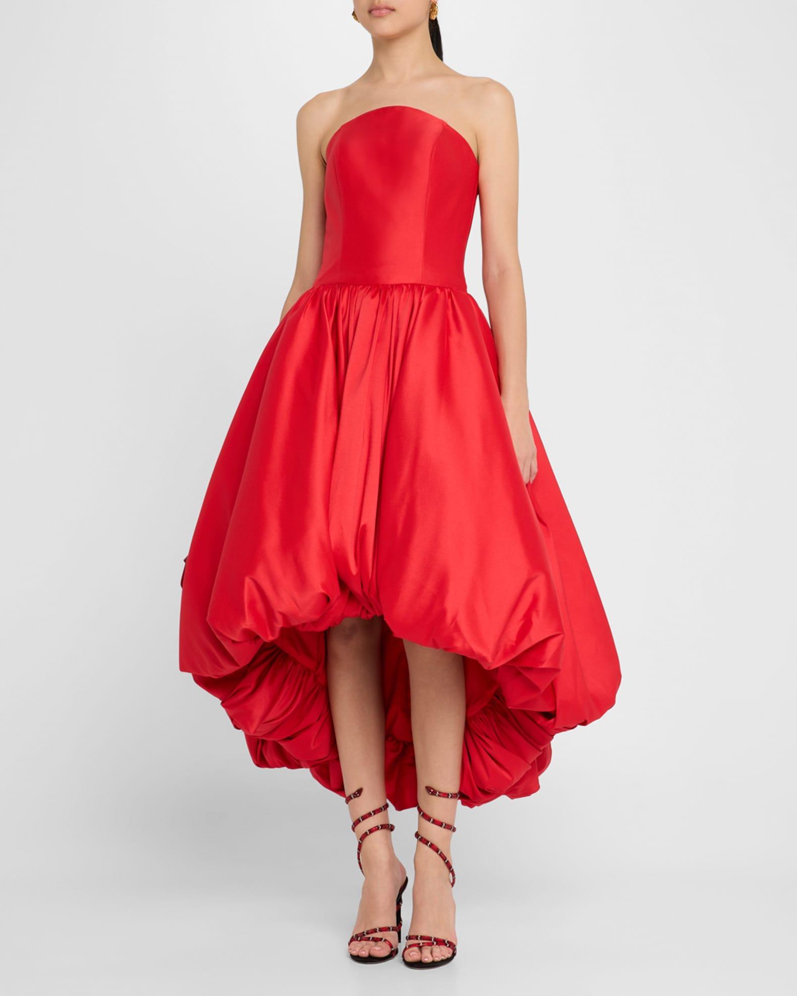 Strapless Bubble-Skirt Tea-Length Dress Product Image
