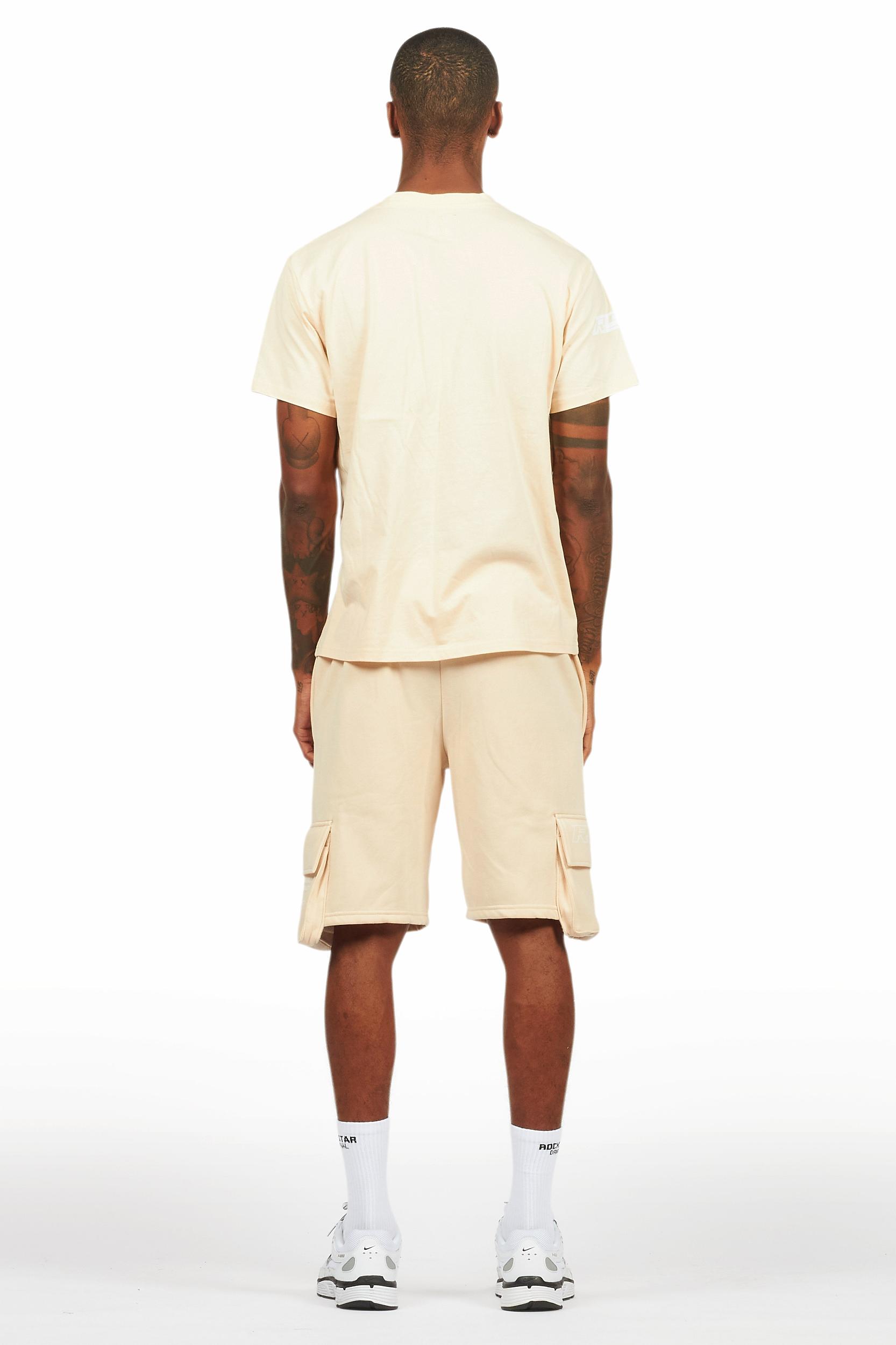 Jash Beige/White Short Set Male Product Image