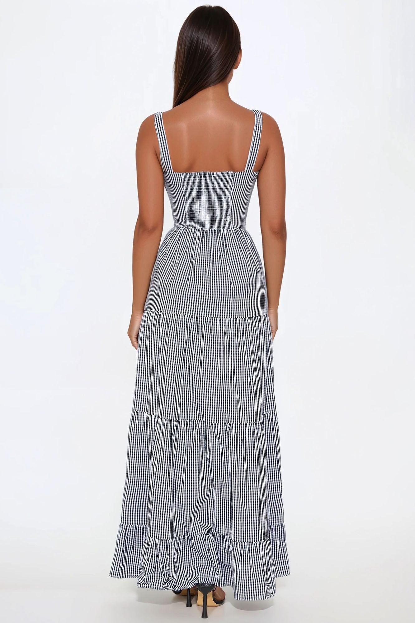 Sea Side Gingham Maxi Dress - Black/combo Product Image